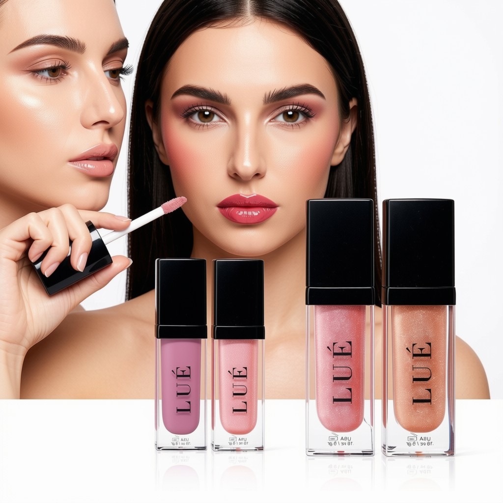 Three elegant women laughing at an outdoor café in Miami while applying Lué everyday non-sticky lip gloss.